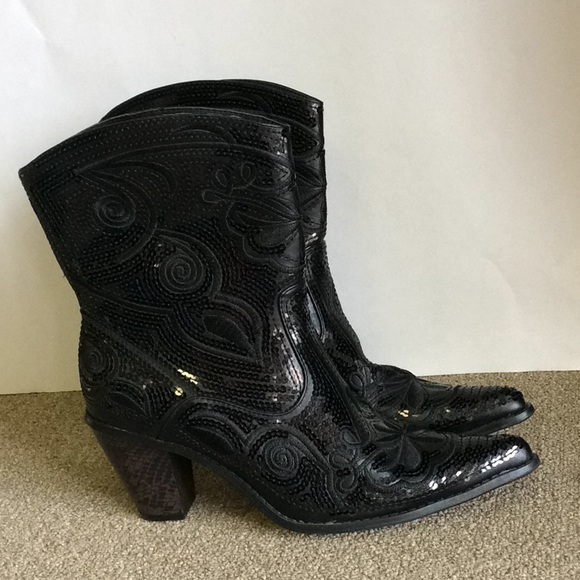 Helen's Heart Sz 11 NEW Short Black Sequin Boots - Picture 1 of 8